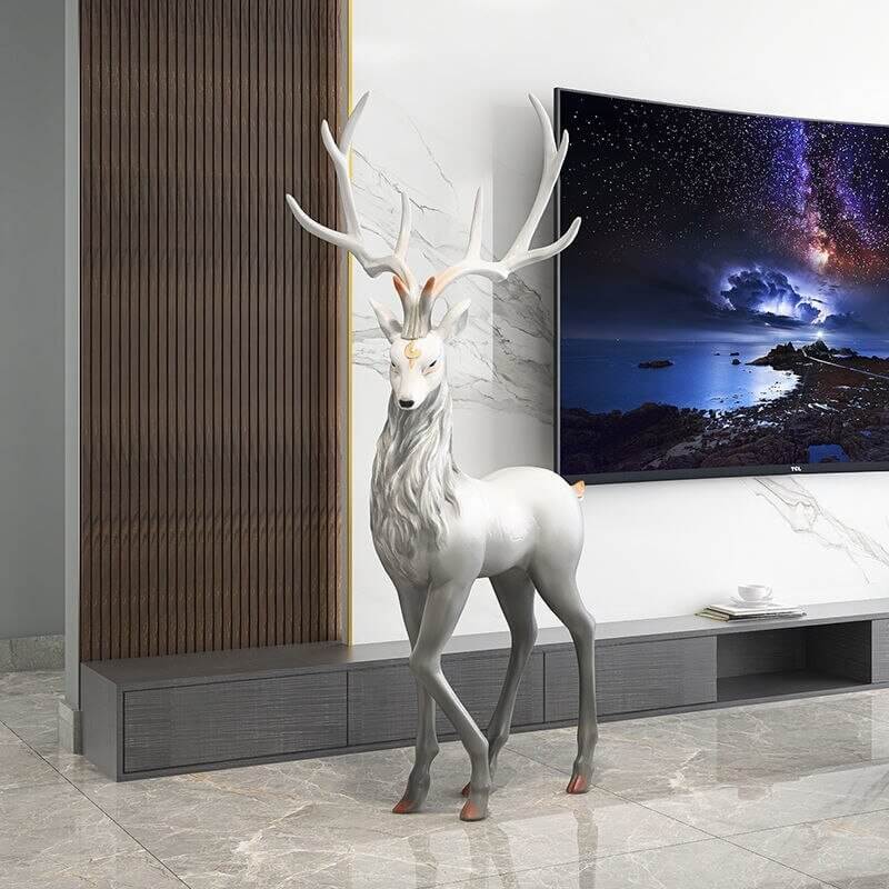 Snow Reindeer Statue for Home Decor-MinimalisticDecor.com