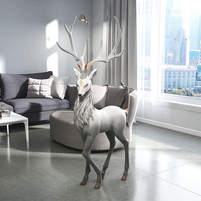 Snow Reindeer Statue for Home Decor-MinimalisticDecor.com