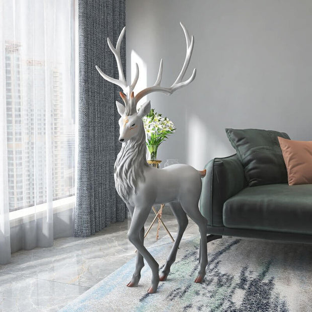 Snow Reindeer Statue for Home Decor-MinimalisticDecor.com
