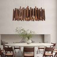 Solid Oak Wood Bars Hanging Chandelier-MinimalisticDecor.com