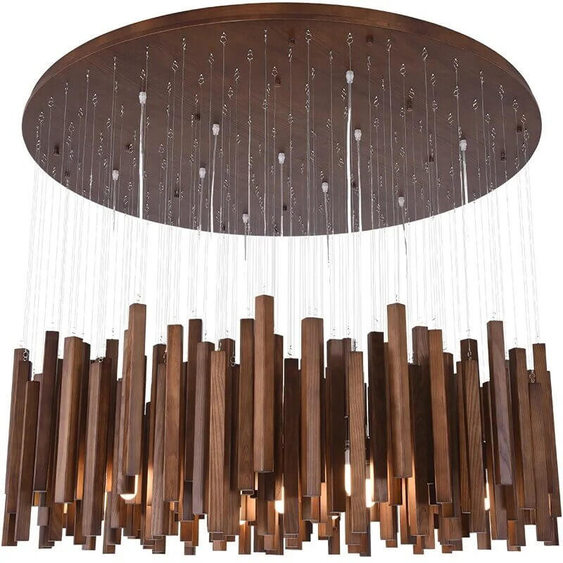 Solid Oak Wood Bars Hanging Chandelier-MinimalisticDecor.com