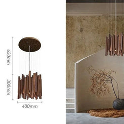 Solid Oak Wood Bars Hanging Chandelier-MinimalisticDecor.com