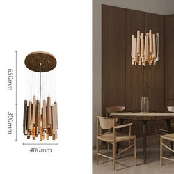Solid Oak Wood Bars Hanging Chandelier-MinimalisticDecor.com