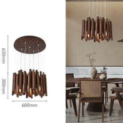 Solid Oak Wood Bars Hanging Chandelier-MinimalisticDecor.com