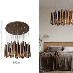 Solid Oak Wood Bars Hanging Chandelier-MinimalisticDecor.com