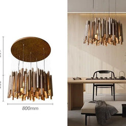 Solid Oak Wood Bars Hanging Chandelier-MinimalisticDecor.com