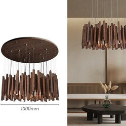 Solid Oak Wood Bars Hanging Chandelier-MinimalisticDecor.com