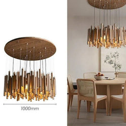Solid Oak Wood Bars Hanging Chandelier-MinimalisticDecor.com