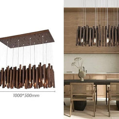 Solid Oak Wood Bars Hanging Chandelier-MinimalisticDecor.com