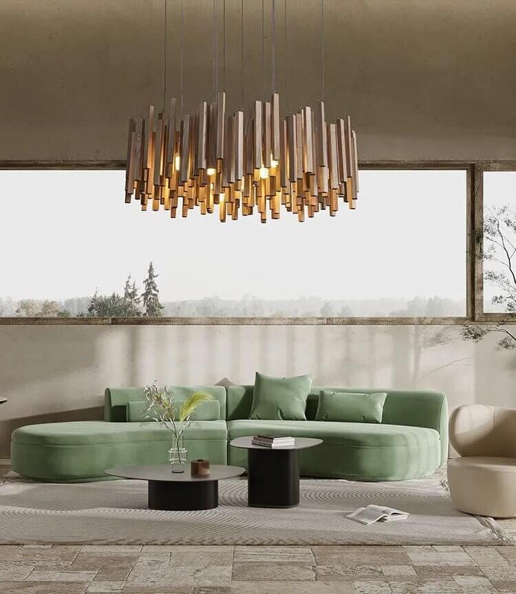 Solid Oak Wood Bars Hanging Chandelier-MinimalisticDecor.com