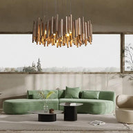 Solid Oak Wood Bars Hanging Chandelier-MinimalisticDecor.com