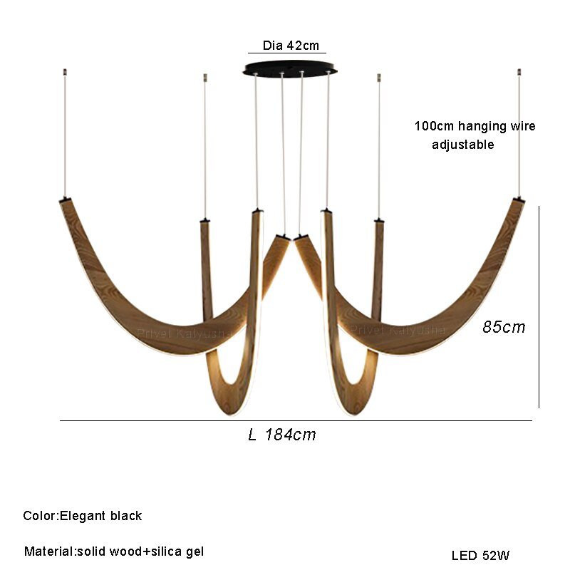 Solid Oak Wood Loops Chandelier - Handcrafted Beauty-MinimalisticDecor.com