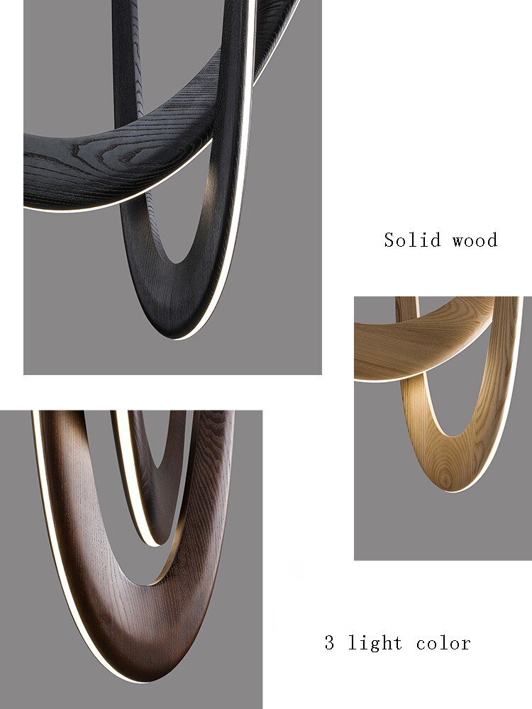 Solid Oak Wood Loops Chandelier - Handcrafted Beauty-MinimalisticDecor.com