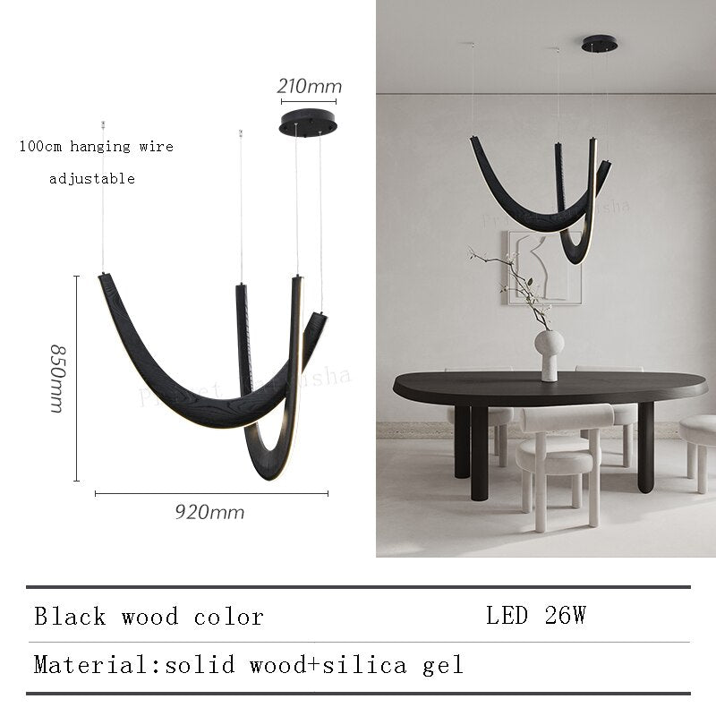 Solid Oak Wood Loops Chandelier - Handcrafted Beauty-MinimalisticDecor.com
