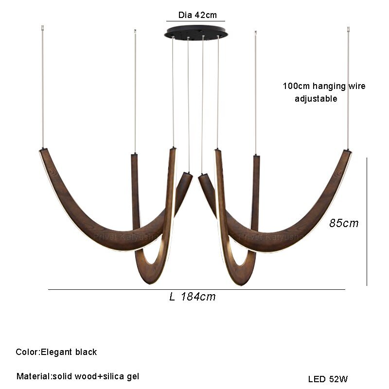 Solid Oak Wood Loops Chandelier - Handcrafted Beauty-MinimalisticDecor.com