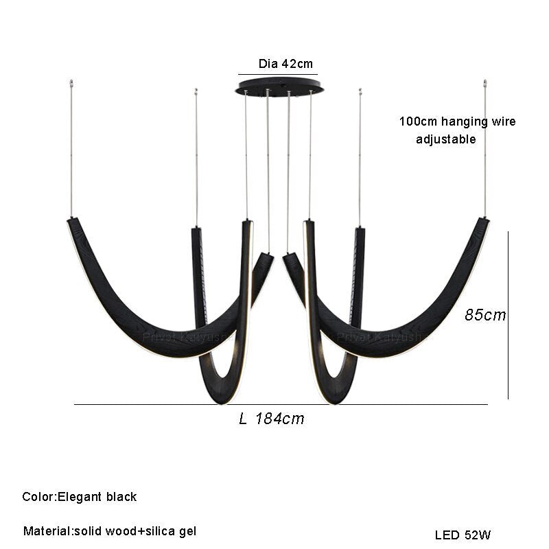 Solid Oak Wood Loops Chandelier - Handcrafted Beauty-MinimalisticDecor.com