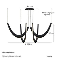 Solid Oak Wood Loops Chandelier - Handcrafted Beauty-MinimalisticDecor.com