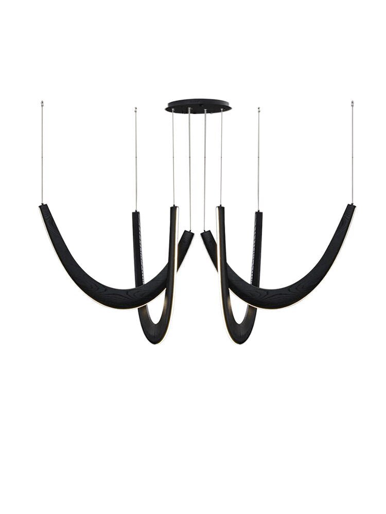 Solid Oak Wood Loops Chandelier - Handcrafted Beauty-MinimalisticDecor.com
