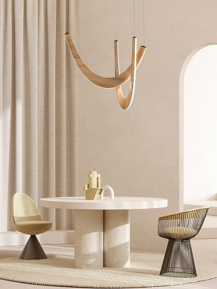 Solid Oak Wood Loops Chandelier - Handcrafted Beauty-MinimalisticDecor.com