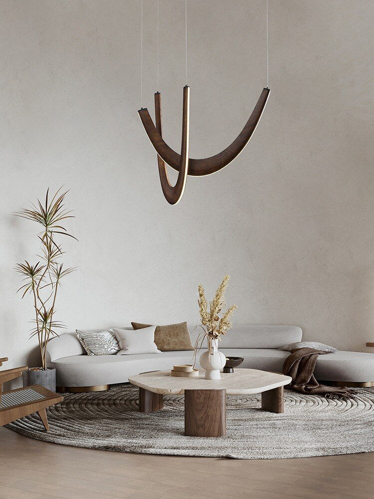 Solid Oak Wood Loops Chandelier - Handcrafted Beauty-MinimalisticDecor.com