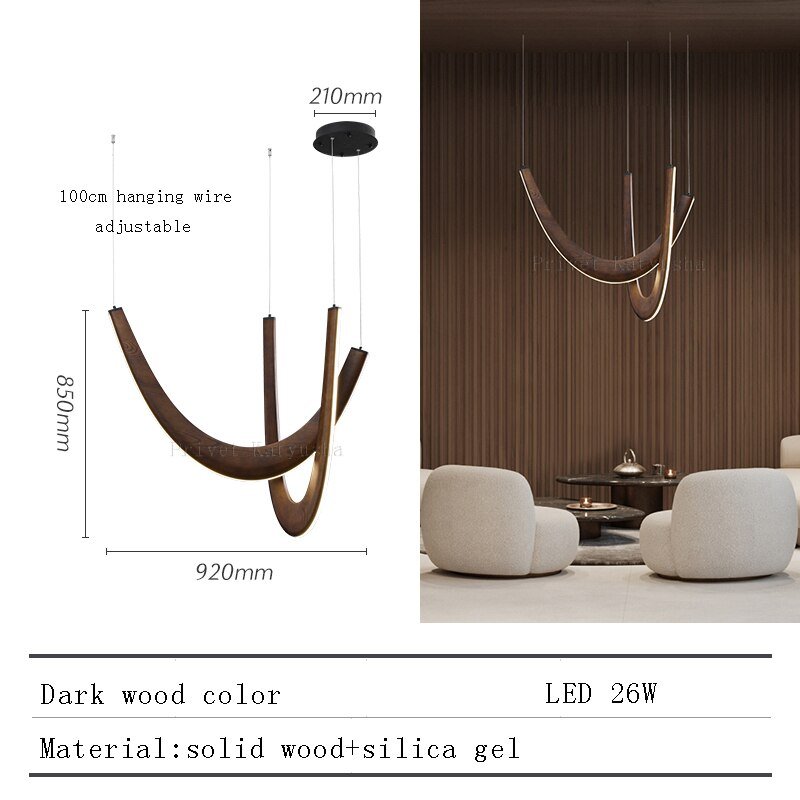 Solid Oak Wood Loops Chandelier - Handcrafted Beauty-MinimalisticDecor.com