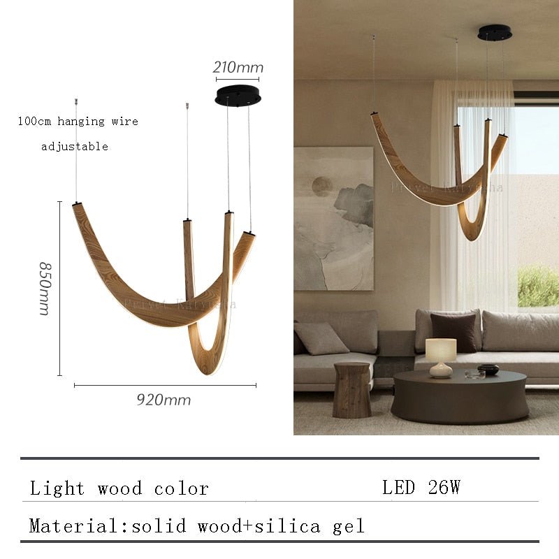 Solid Oak Wood Loops Chandelier - Handcrafted Beauty-MinimalisticDecor.com