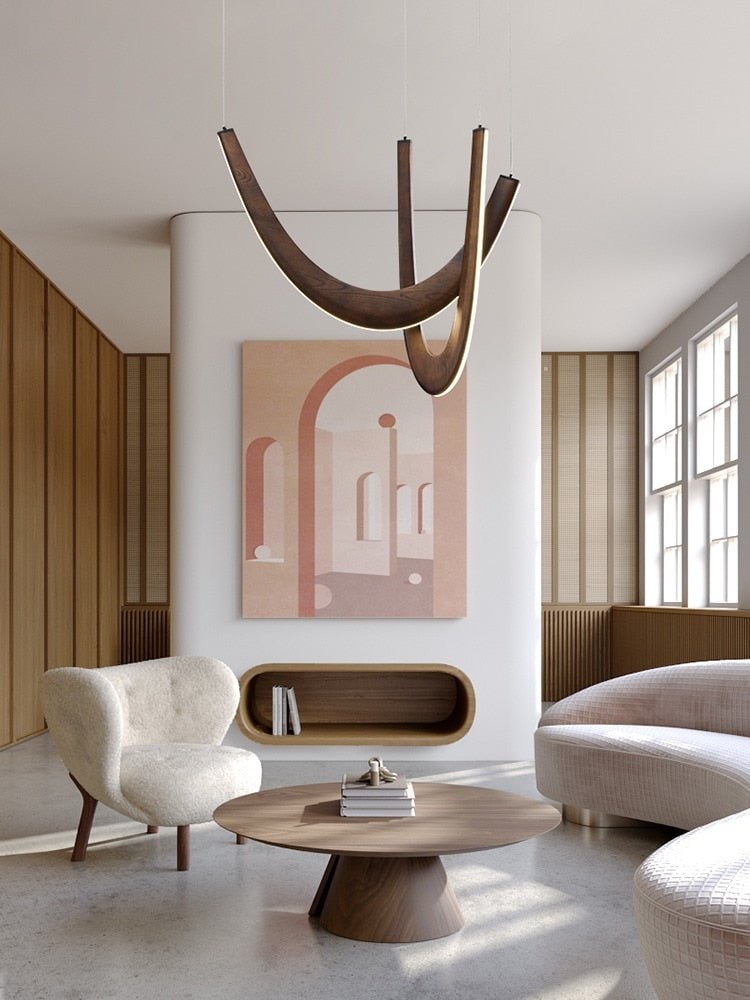 Solid Oak Wood Loops Chandelier - Handcrafted Beauty-MinimalisticDecor.com