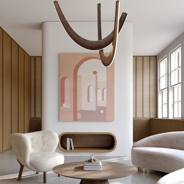 Solid Oak Wood Loops Chandelier - Handcrafted Beauty-MinimalisticDecor.com