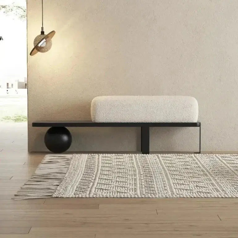 Solid Oak Wood Shoe Bench with Cushion – Entryway Ottoman Stool-MinimalisticDecor.com