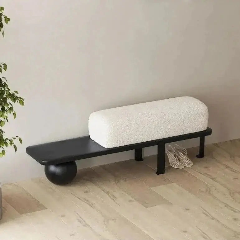 Solid Oak Wood Shoe Bench with Cushion – Entryway Ottoman Stool-MinimalisticDecor.com