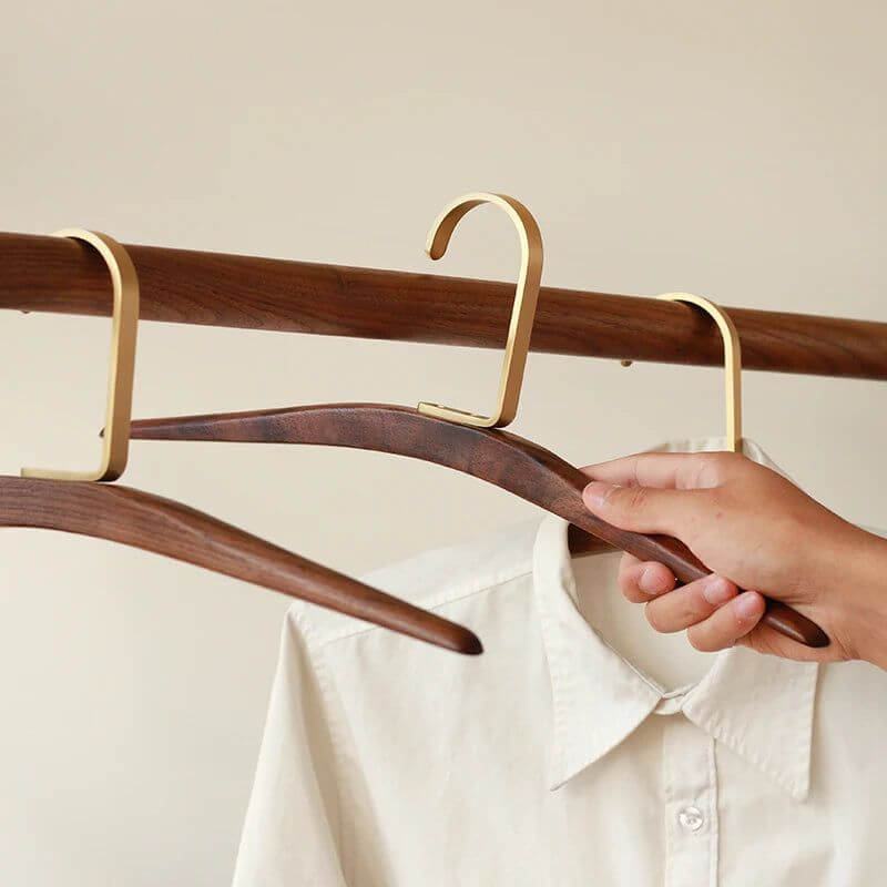 Solid Walnut Wood & Brass High-grade Hangers-MinimalisticDecor.com
