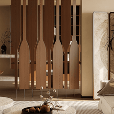 Solid Wood 360° Rotating Room Divider Panel – Bamboo & Rattan Finish-MinimalisticDecor.com