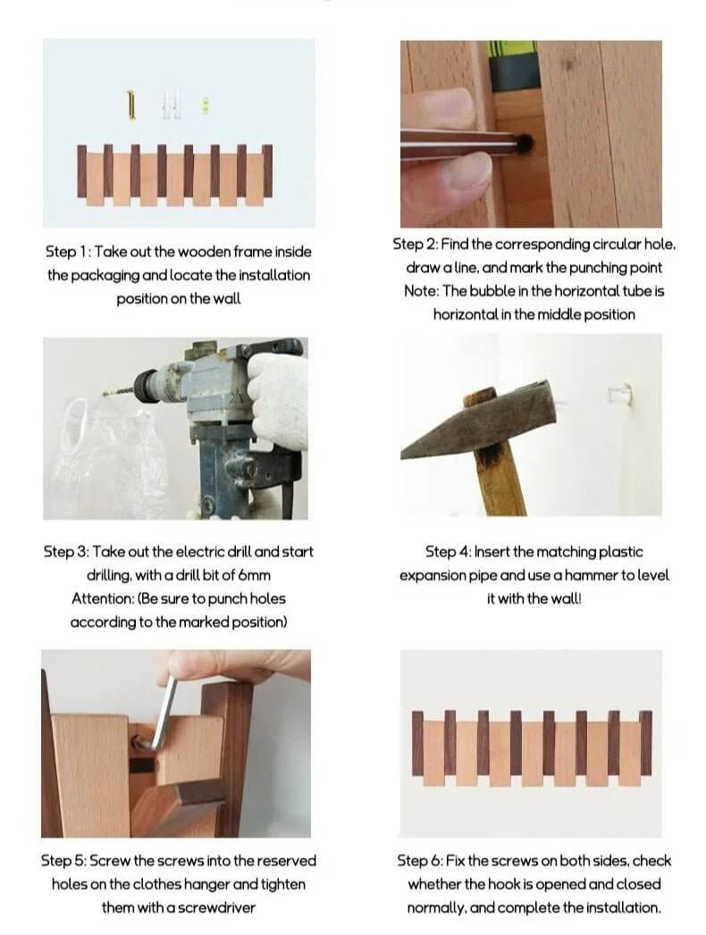 Solid Wood Clothes Hanging Wall Mounted Rack-MinimalisticDecor.com