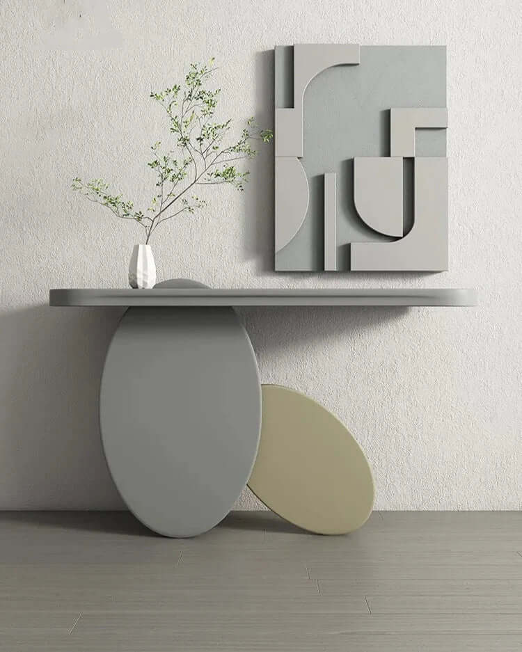 Solid Wood Oval Art Console Table-MinimalisticDecor.com
