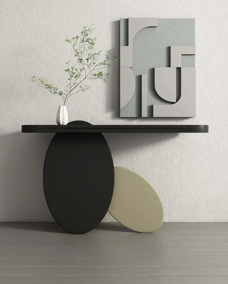 Solid Wood Oval Art Console Table-MinimalisticDecor.com