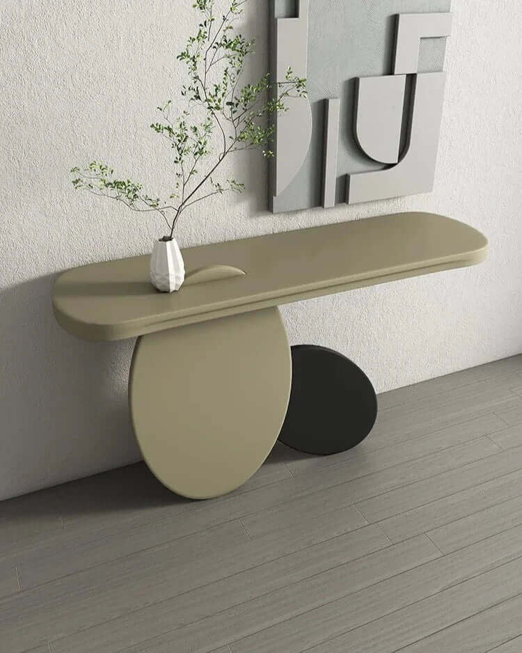 Solid Wood Oval Art Console Table-MinimalisticDecor.com
