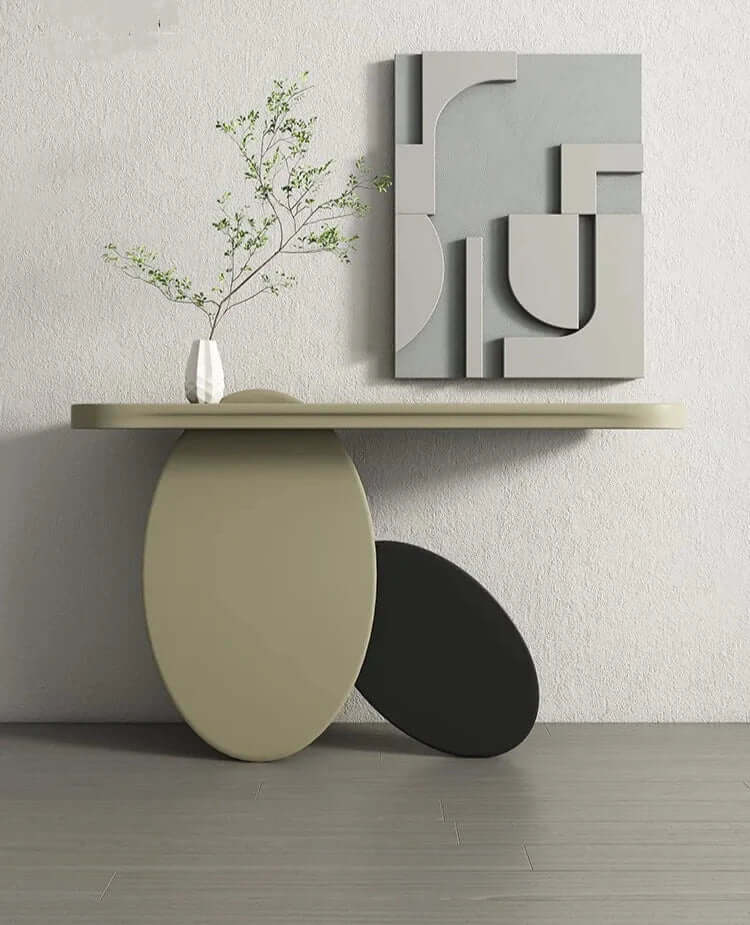Solid Wood Oval Art Console Table-MinimalisticDecor.com