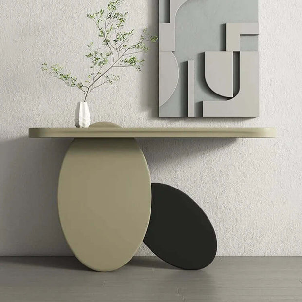 Solid Wood Oval Art Console Table-MinimalisticDecor.com