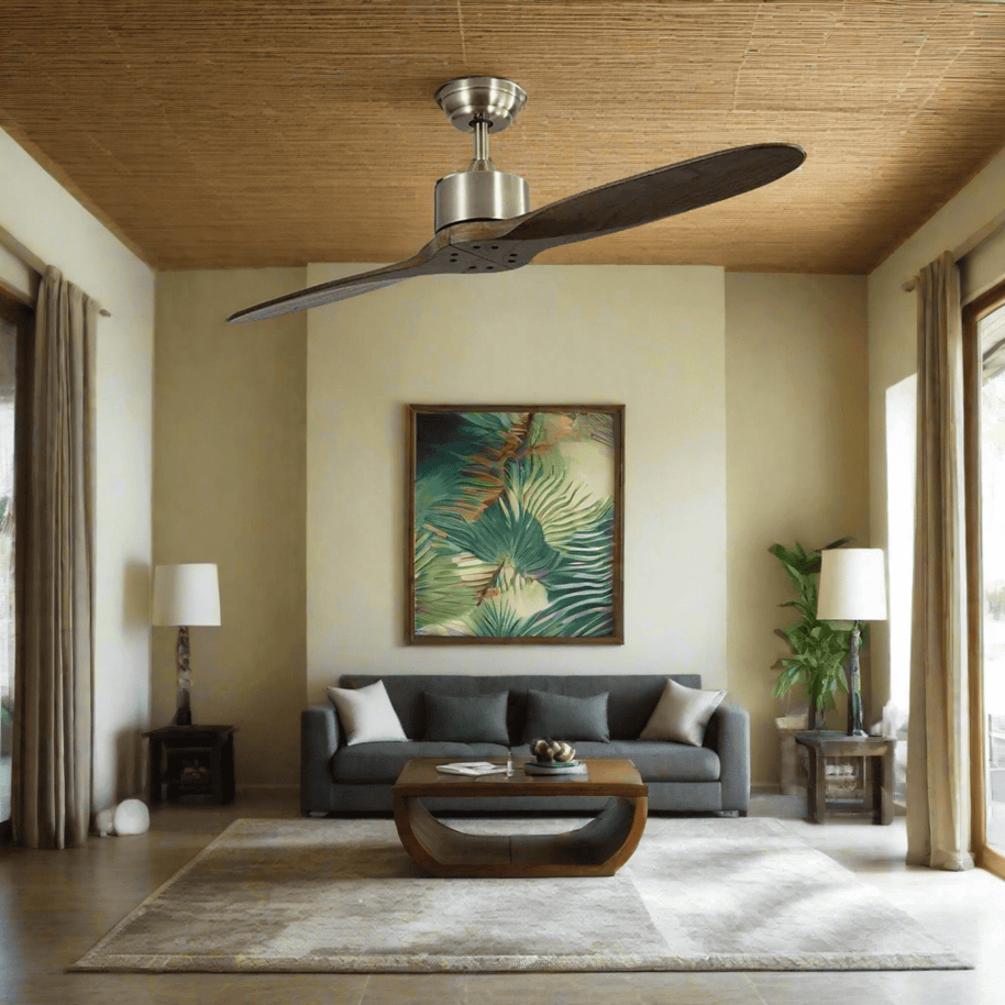 Solid Wooden Blade Ceiling Fan 60 Inch with Remote-MinimalisticDecor.com