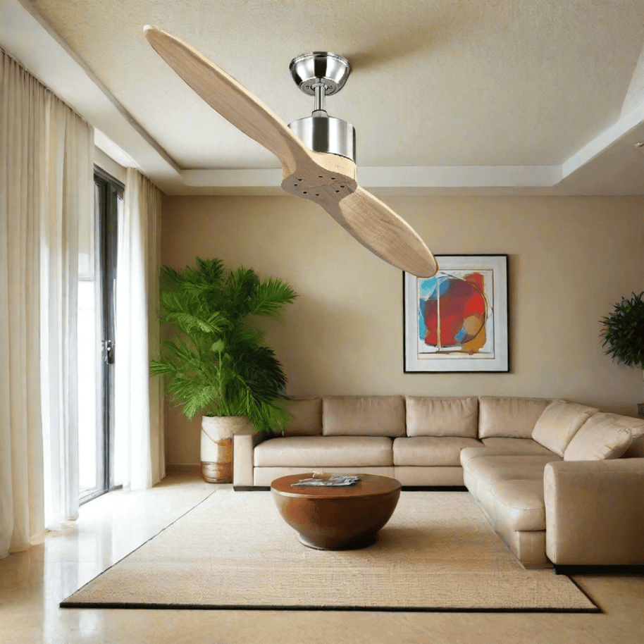 Solid Wooden Blade Ceiling Fan 60 Inch with Remote-MinimalisticDecor.com