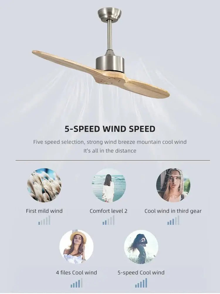 Solid Wooden Blade Ceiling Fan 60 Inch with Remote-MinimalisticDecor.com