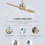 Solid Wooden Blade Ceiling Fan 60 Inch with Remote-MinimalisticDecor.com