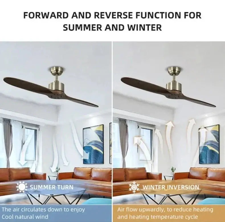Solid Wooden Blade Ceiling Fan 60 Inch with Remote-MinimalisticDecor.com