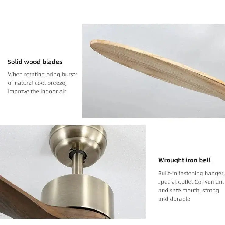 Solid Wooden Blade Ceiling Fan 60 Inch with Remote-MinimalisticDecor.com