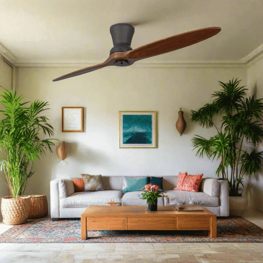 Solid Wooden Blade Ceiling Fan 60 Inch with Remote-MinimalisticDecor.com