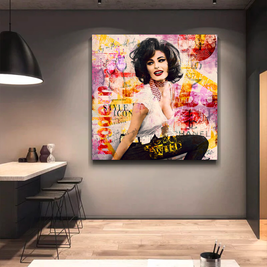 Sophia Loren "Get Wild" Canvas Wall Hanging Art-MinimalisticDecor.com