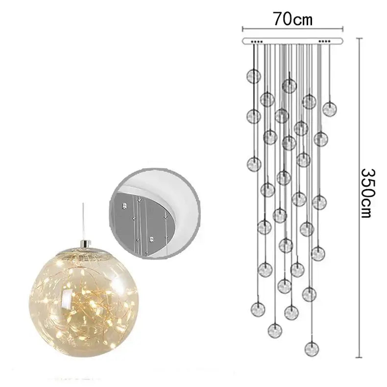 Sparkling Globes Staircase Chandelier – Modern Pendant Light Fixture-MinimalisticDecor.com