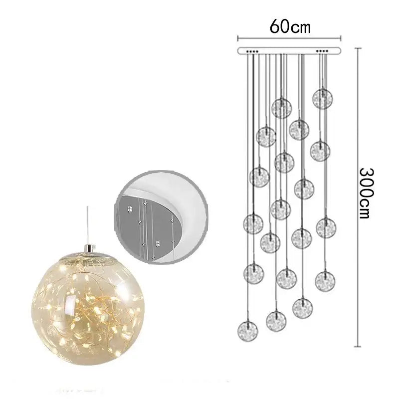 Sparkling Globes Staircase Chandelier – Modern Pendant Light Fixture-MinimalisticDecor.com