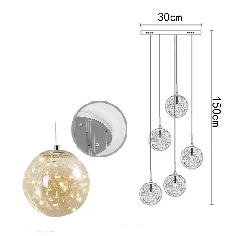 Sparkling Globes Staircase Chandelier – Modern Pendant Light Fixture-MinimalisticDecor.com