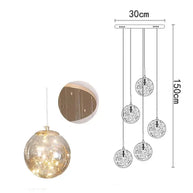 Sparkling Globes Staircase Chandelier – Modern Pendant Light Fixture-MinimalisticDecor.com